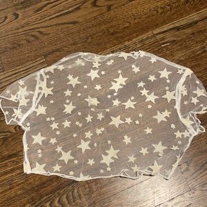 WHITE star mesh tshirt